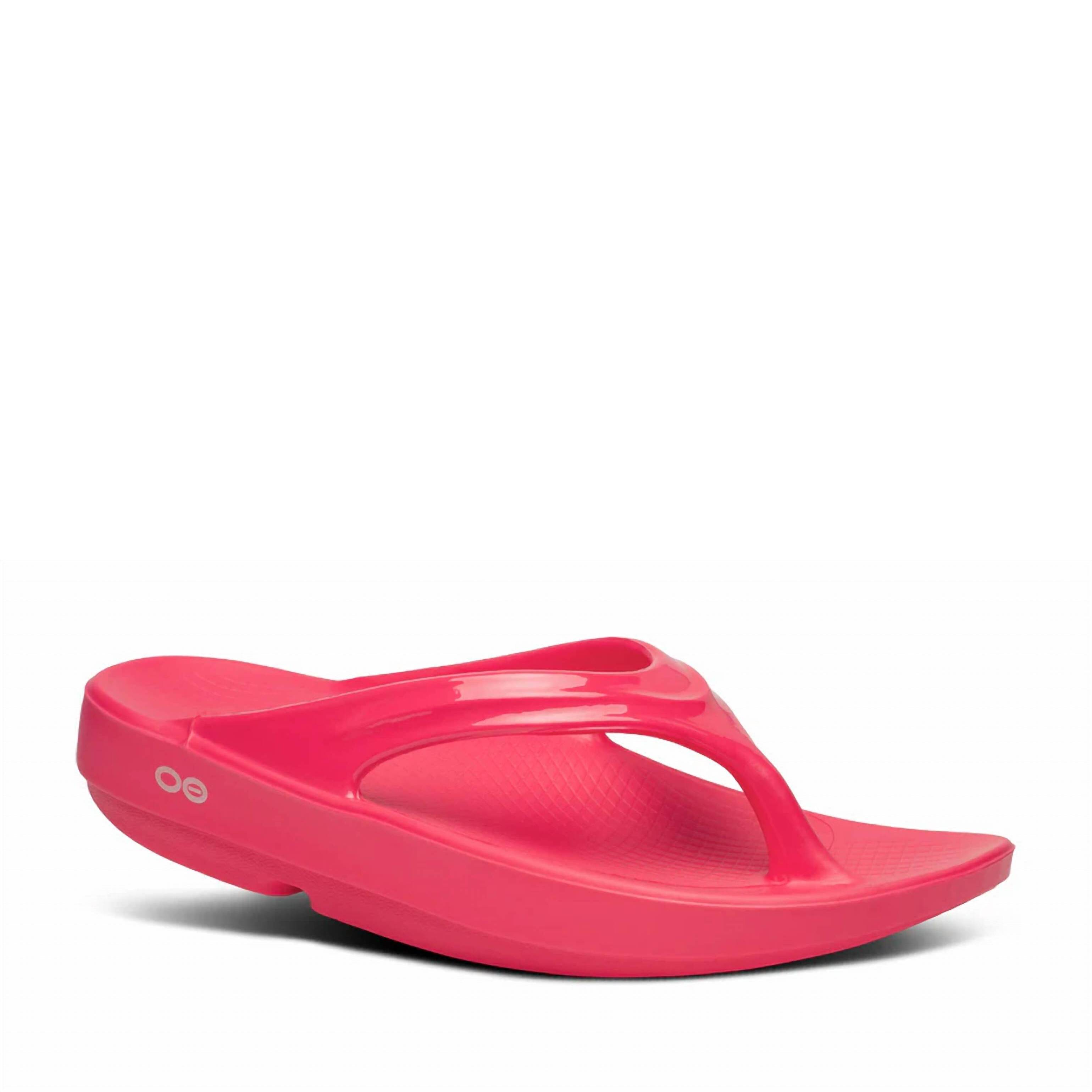 New Oofos Women's Oomega Oolala Thong Sandals In Neon Berry